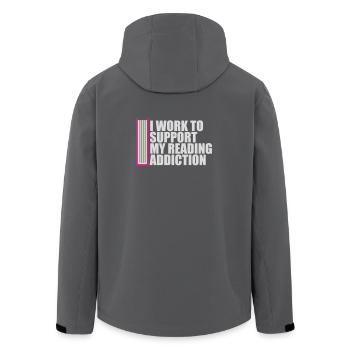 I Work To Support My Reading Addiction Bücher Logo - Recycelte Männer Softshell-Jacke von Stanley/Stella - Anthrazit - Hinten - AI Model Male 185 light (185cm)