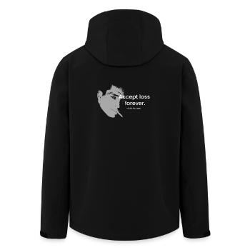 Kerouac Loss Forever Quote Portrait - Men’s Recycled Softshell Jacket by Stanley/Stella - black - Back - AI Model Male 185 light (185cm)