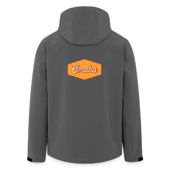 Omaha Retro Badge: Gateway to the West - Recycelte Männer Softshell-Jacke von Stanley/Stella - Schwarz - Hinten - AI Model Male 185 light (185cm)