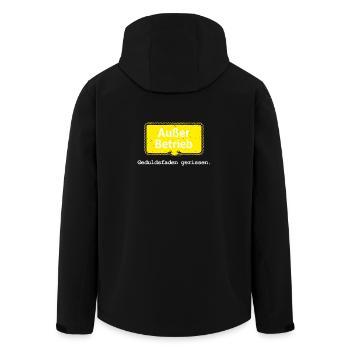 Out of service – patience thread broken saying motif - Men’s Recycled Softshell Jacket by Stanley/Stella - black - Back - AI Model Male 185 light (185cm)