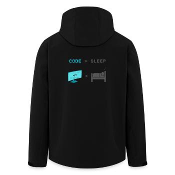 Code vs Sleep: Coder im Schlafmodus - Recycelte Männer Softshell-Jacke von Stanley/Stella - Schwarz - Hinten - AI Model Male 185 light (185cm)