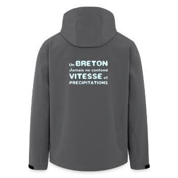 A BRETON DOES NOT CONFUSE SPEED WITH PRECIPITATION - Men’s Recycled Softshell Jacket by Stanley/Stella - anthracite - Back - AI Model Male 185 light (185cm)