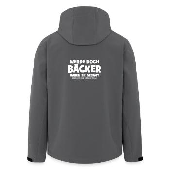 Werde doch Bäcker haben sie gesagt - Das macht Spa - Recycelte Männer Softshell-Jacke von Stanley/Stella - Schwarz - Hinten - AI Model Male 185 light (185cm)