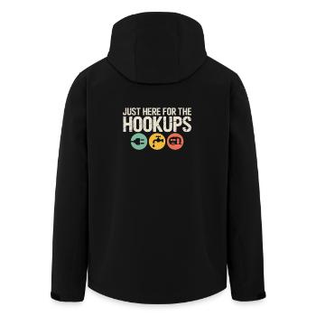 Hookup-Trio: Plug, Tap, Camper - Recycelte Männer Softshell-Jacke von Stanley/Stella - Schwarz - Hinten - AI Model Male 185 light (185cm)