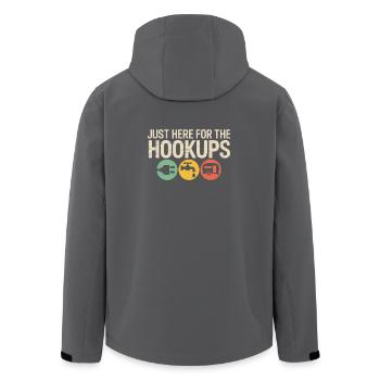 Hookups Trio: Wohnmobil-Camping-Ikonen - Recycelte Männer Softshell-Jacke von Stanley/Stella - Anthrazit - Hinten - AI Model Male 185 light (185cm)