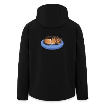 German Shepherd Relax, Chill, Lie - Men’s Recycled Softshell Jacket by Stanley/Stella - black - Back - AI Model Male 185 light (185cm)
