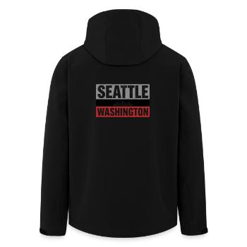 Seattle Washington Ferry Vintage-Reisesouvenir - Recycelte Männer Softshell-Jacke von Stanley/Stella - Schwarz - Hinten - AI Model Male 185 light (185cm)