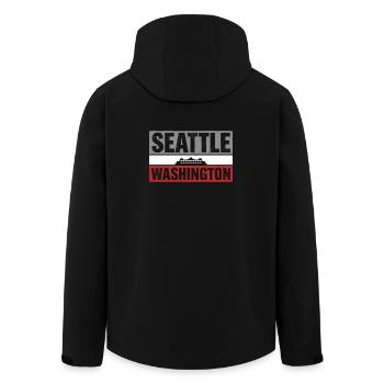 Seattle Washington Ferry Retro-Typografie-Souvenir - Recycelte Männer Softshell-Jacke von Stanley/Stella - Schwarz - Hinten - AI Model Male 185 light (185cm)