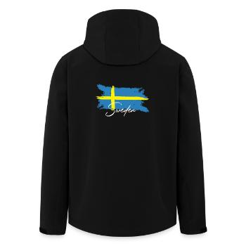 Schweden Skandinavien  - Recycelte Männer Softshell-Jacke von Stanley/Stella - Schwarz - Hinten - AI Model Male 185 light (185cm)