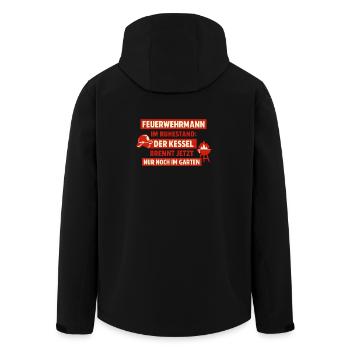 Feuerwehrmann Im Ruhestand Kessel Brennt Im Garten - Recycelte Männer Softshell-Jacke von Stanley/Stella - Schwarz - Hinten - AI Model Male 185 light (185cm)