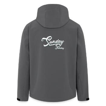 Sunday Funday Script Neon - Men’s Recycled Softshell Jacket by Stanley/Stella - anthracite - Back - AI Model Male 185 light (185cm)