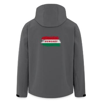 Ungarn Vintage Flagge / Geschenk Budapest - Recycelte Männer Softshell-Jacke von Stanley/Stella - Schwarz - Hinten - AI Model Male 185 light (185cm)