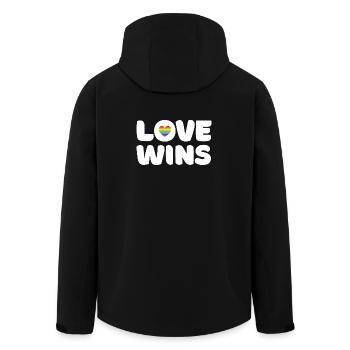 Mois de la fierté LGBTQ - L’amour gagne - Veste softshell homme en polyester recyclé Stanley/Stella - noir - Dos - AI Model Male 185 light (185cm)