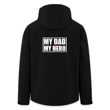 Dad Is My Hero Bold Typography - Men’s Recycled Softshell Jacket by Stanley/Stella - black - Back - AI Model Male 185 light (185cm)