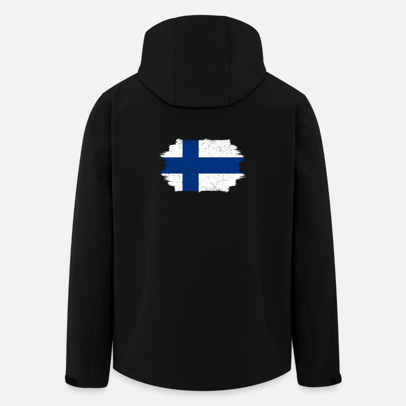 Brushed Finnish Flag Cross - Men’s Recycled Softshell Jacket by Stanley/Stella - black