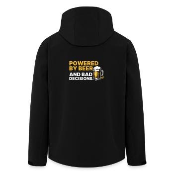 Powered By Beer And Bad Decisions Statement - Men’s Recycled Softshell Jacket by Stanley/Stella - black - Back - AI Model Male 185 light (185cm)