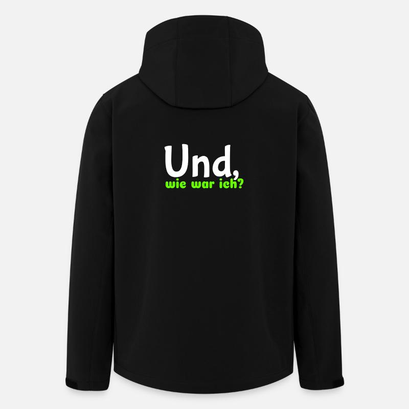 Spruch "Und, wie war ich?" - wob - Recycelte Männer Softshell-Jacke von Stanley/Stella - Schwarz