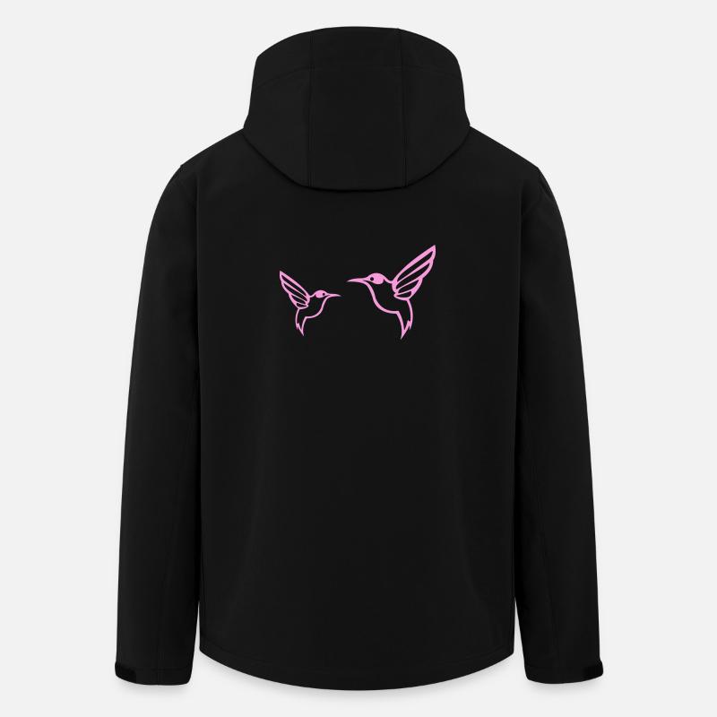Two Pink Hummingbirds Line Art - Men’s Recycled Softshell Jacket by Stanley/Stella - black