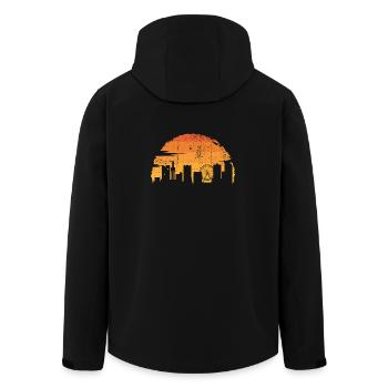 Sunset Skyline Silhouette - Men’s Recycled Softshell Jacket by Stanley/Stella - black - Back - AI Model Male 185 light (185cm)