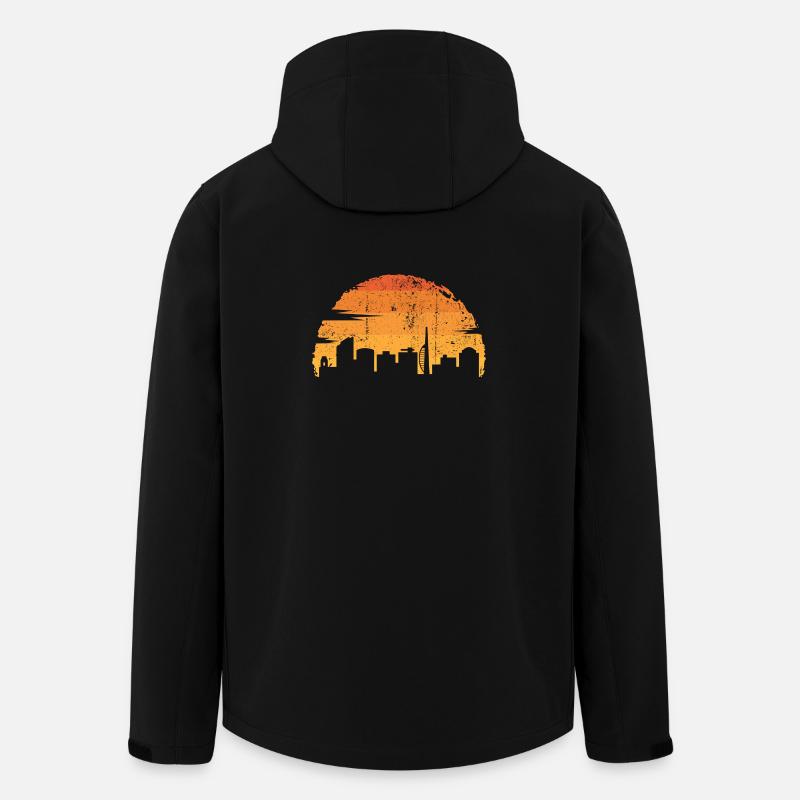 Goldene Skyline Sonnenuntergang - Recycelte Männer Softshell-Jacke von Stanley/Stella - Schwarz
