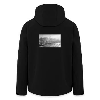 M31 Straßenbahn in Göteborg - 35mm Film Fotografie S/W - Recycelte Männer Softshell-Jacke von Stanley/Stella - Schwarz - Hinten - AI Model Male 185 light (185cm)