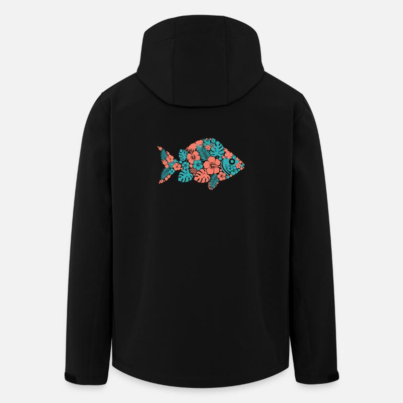 Tropischer Blumenfisch Silhouette - Recycelte Männer Softshell-Jacke von Stanley/Stella - Schwarz