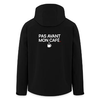 PAS AVANT MON CAFÉ | Humour café - Veste softshell homme en polyester recyclé Stanley/Stella - noir - Dos - AI Model Male 185 light (185cm)