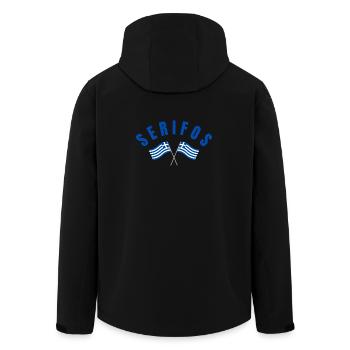 Serifos Greek Flags  - Men’s Recycled Softshell Jacket by Stanley/Stella - black - Back - AI Model Male 185 light (185cm)