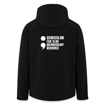 Semi Colon Fan Club Semicolon - Men’s Recycled Softshell Jacket by Stanley/Stella - black - Back - AI Model Male 185 light (185cm)