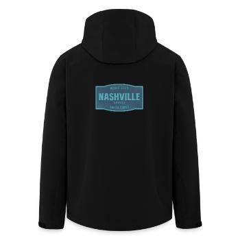 Nashville Vintage Schild Music City - Recycelte Männer Softshell-Jacke von Stanley/Stella - Schwarz - Hinten - AI Model Male 185 light (185cm)