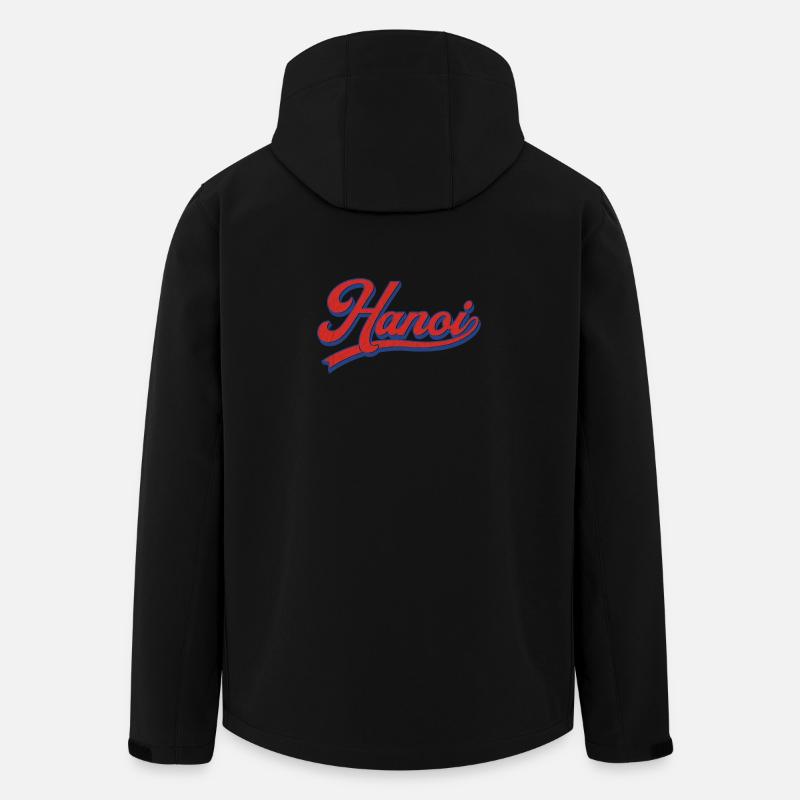Design rétro des lettrages de Hanoï - Veste softshell homme en polyester recyclé Stanley/Stella - noir