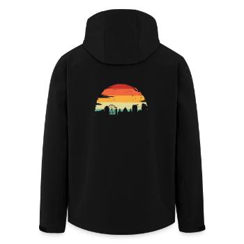Sunset Skyline Silhouette - Men’s Recycled Softshell Jacket by Stanley/Stella - black - Back - AI Model Male 185 light (185cm)