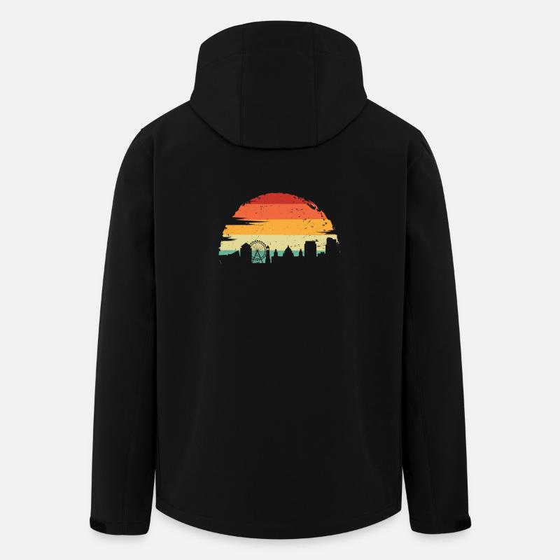 Sonnenuntergang Skyline Silhouette - Recycelte Männer Softshell-Jacke von Stanley/Stella - Schwarz