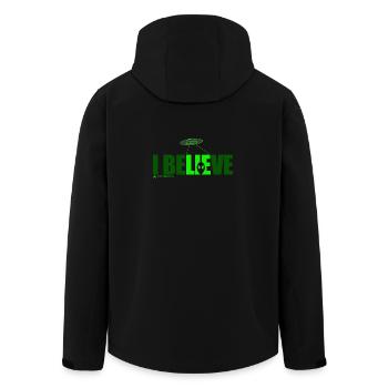 i believe - Men’s Recycled Softshell Jacket by Stanley/Stella - black - Back - AI Model Male 185 light (185cm)