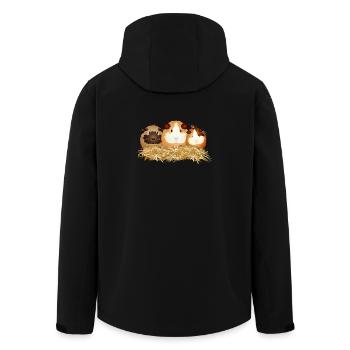 Three Cute Guinea Pigs in Straw – Friends - Men’s Recycled Softshell Jacket by Stanley/Stella - black - Back - AI Model Male 185 light (185cm)