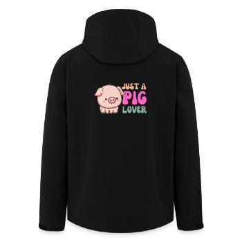 Cute Pig Lover Illustration for Fashion - Men’s Recycled Softshell Jacket by Stanley/Stella - black - Back - AI Model Male 185 light (185cm)