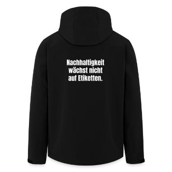 Sustainability does not grow on labels - Men’s Recycled Softshell Jacket by Stanley/Stella - black - Back - AI Model Male 185 light (185cm)