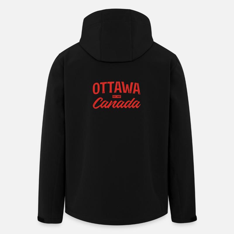 Ottawa Canada Retro Script Rouge - Veste softshell homme en polyester recyclé Stanley/Stella - noir