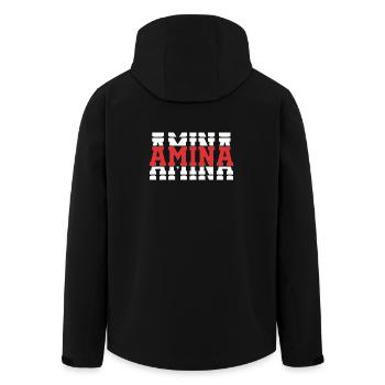 T-Shirt Amina T-Shirt Geschenkidee gestapelter Text - Recycelte Männer Softshell-Jacke von Stanley/Stella - Schwarz - Hinten - AI Model Male 185 light (185cm)