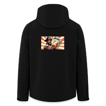Pirat mit Wurstgrill - Recycelte Männer Softshell-Jacke von Stanley/Stella - Schwarz - Hinten - AI Model Male 185 light (185cm)