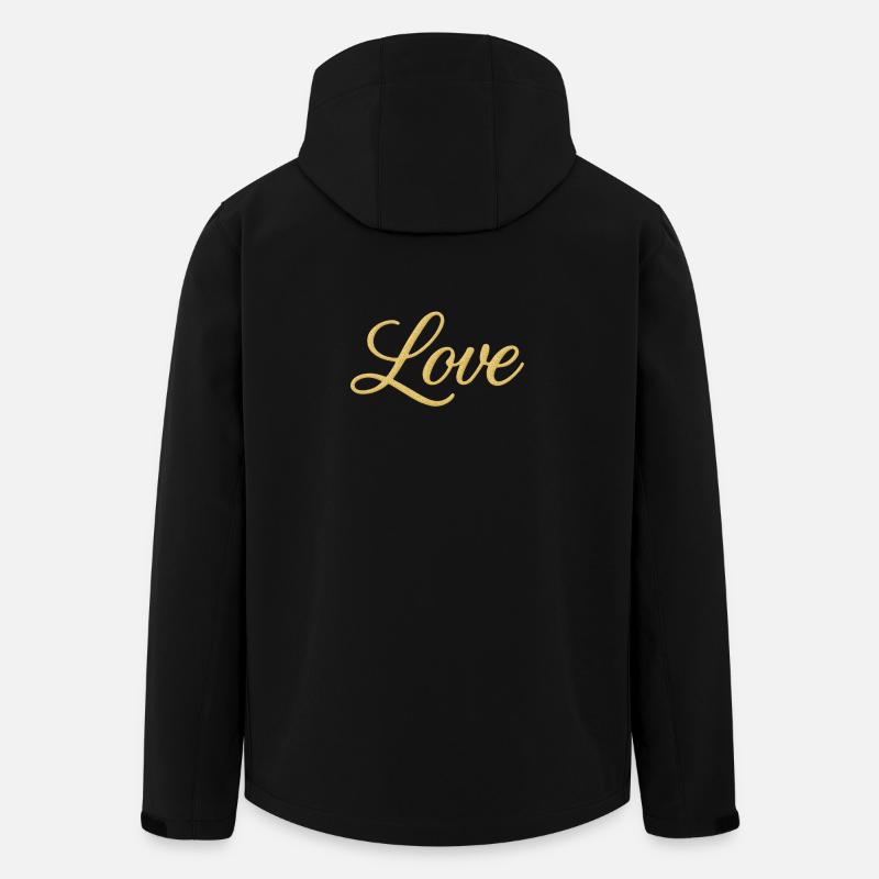 Gold Glitter Love Script Design - Men’s Recycled Softshell Jacket by Stanley/Stella - black