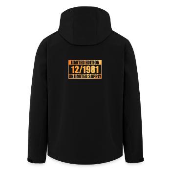 44e anniversaire Édition limitée - ꝏ Approvisionnement 12/1981 - Veste softshell homme en polyester recyclé Stanley/Stella - noir - Dos - AI Model Male 185 light (185cm)