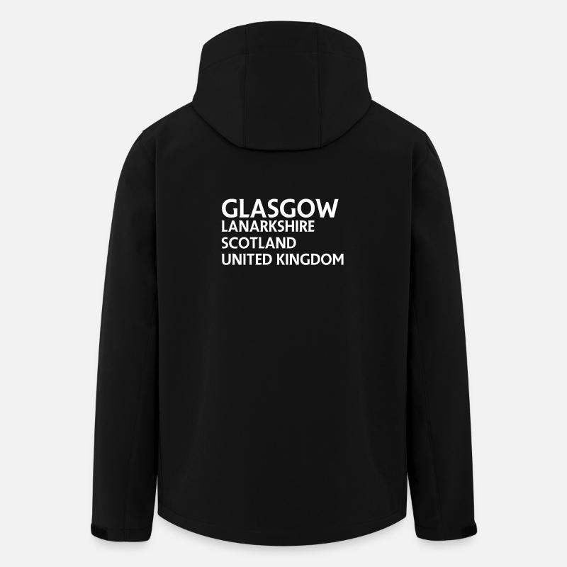 Glasgow – Scotland Textdesign - Veste softshell homme en polyester recyclé Stanley/Stella - noir