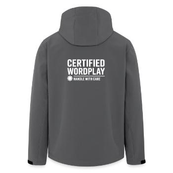 Certified Wordplay Word Games - Men’s Recycled Softshell Jacket by Stanley/Stella - black - Back - AI Model Male 185 light (185cm)
