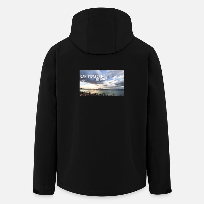 Strandsonnenuntergang Liebe Mallorca Can Picafort - Recycelte Männer Softshell-Jacke von Stanley/Stella - Schwarz