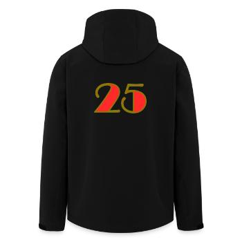 25. 25 JAHRE. 25. JUBILÄUM. 25 JAHRESJUBILÄUM. - Recycelte Männer Softshell-Jacke von Stanley/Stella - Schwarz - Hinten - AI Model Male 185 light (185cm)
