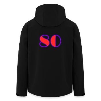 80. 80 JAHRE. 80. JUBILÄUM. 80-JAHRES-JUBILÄUM. - Recycelte Männer Softshell-Jacke von Stanley/Stella - Schwarz - Hinten - AI Model Male 185 light (185cm)