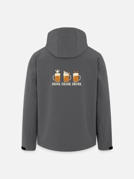 Drink Drank Drunk Beer Seagulls Beach - Men’s Recycled Softshell Jacket by Stanley/Stella - black