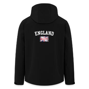 England-Ikone – Schwache britische Flagge - Recycelte Männer Softshell-Jacke von Stanley/Stella - Schwarz - Hinten - AI Model Male 185 light (185cm)
