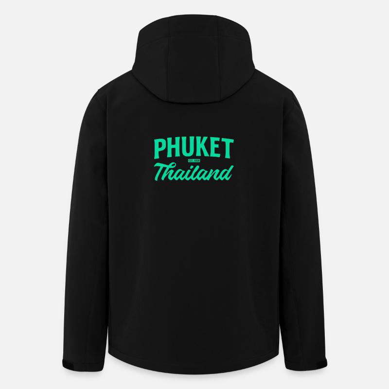 Phuket Thailand Teal Script - Recycelte Männer Softshell-Jacke von Stanley/Stella - Schwarz
